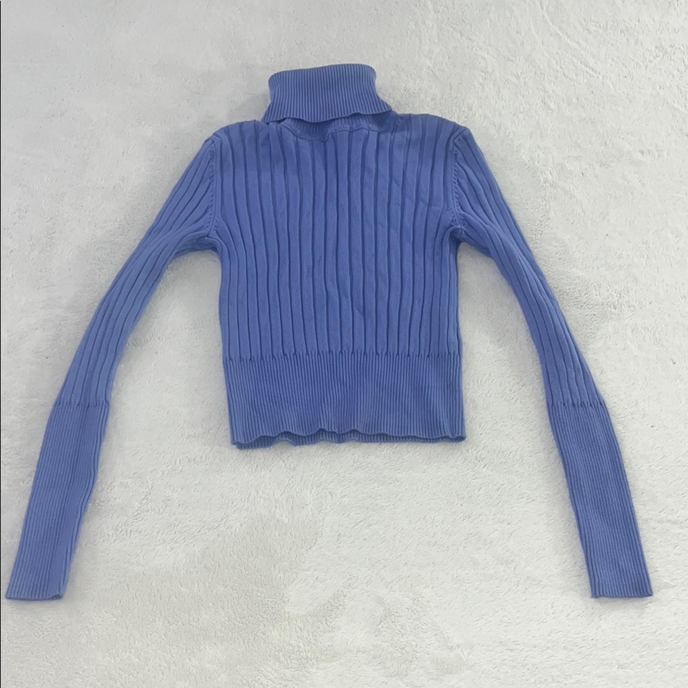 Zara Lavender Ribbed Turtleneck Sweater